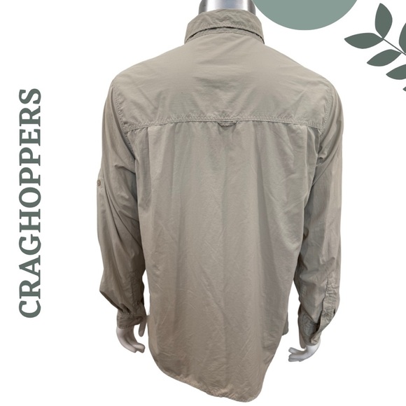 🛍️3/$40 Craghoppers Lightweight Anti-Insect Shirt Beige Long Sleeve   Large - Picture 5 of 6